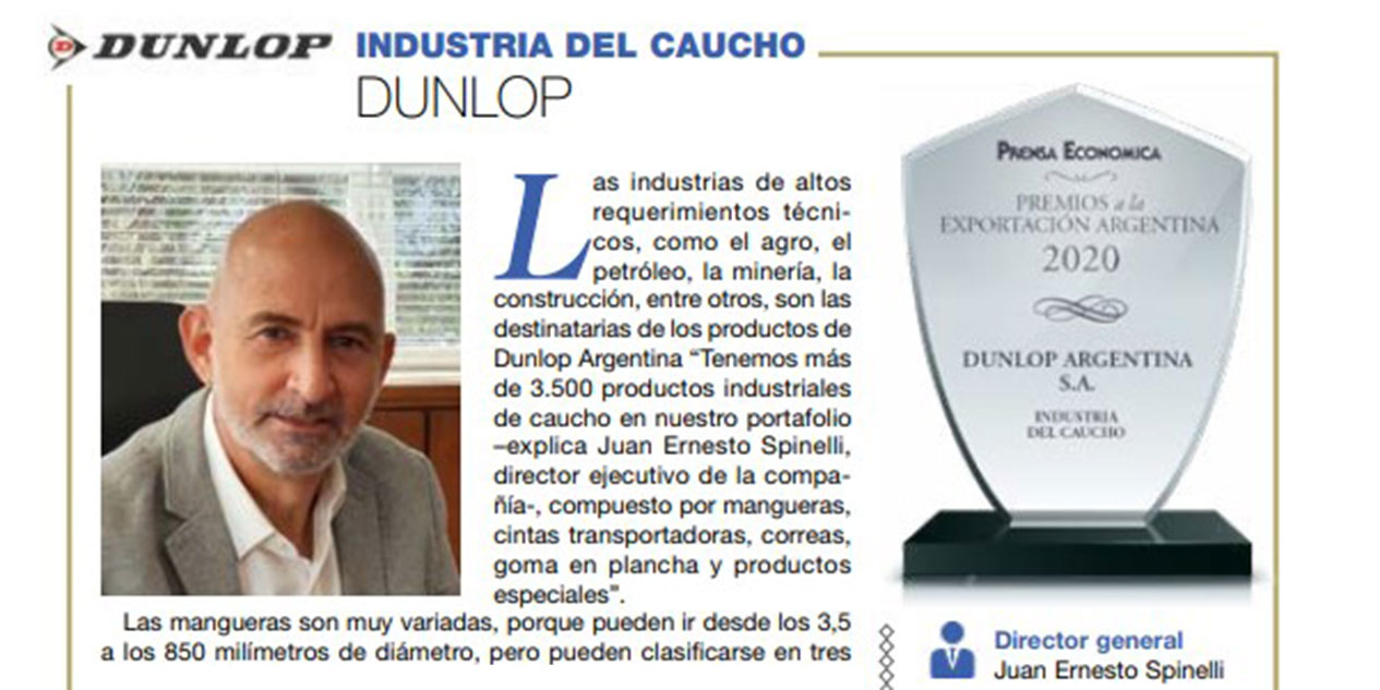 Dunlop ganador mayor exportador de caucho 2020